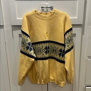 Vintage Yellow Patterned Crewneck Sweater